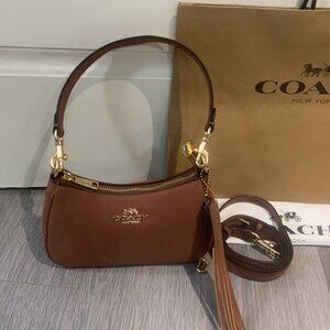 Coach Teri Mini Crossbody Bag CCE42 suede/Im/Vintage Brown